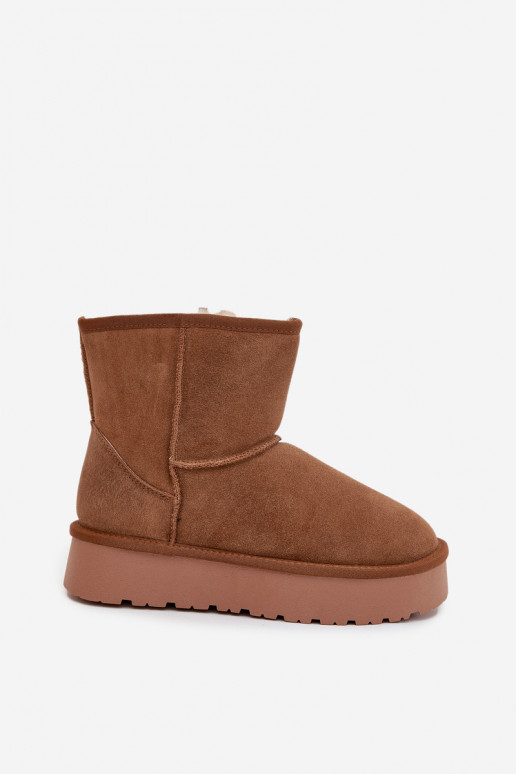 Bottes de neige brunes pour femmes en daim synthétique avec plateforme Privine