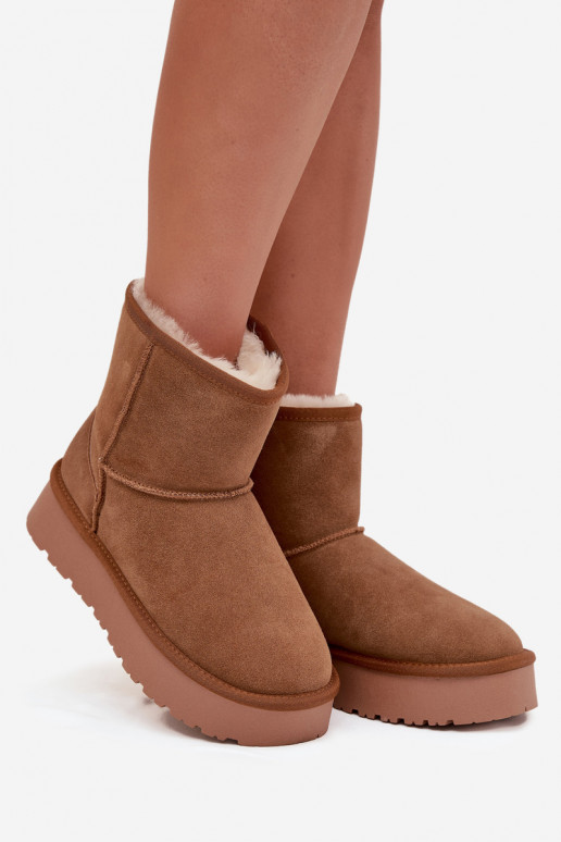 Bottes de neige brunes pour femmes en daim synthétique avec plateforme Privine