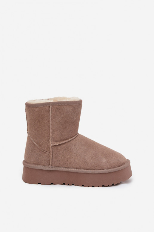 Bottes de neige beiges pour femmes en daim synthétique avec plateforme Privine