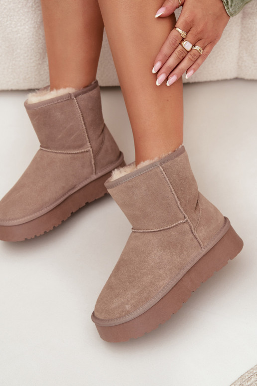 Bottes de neige beiges pour femmes en daim synthétique avec plateforme Privine