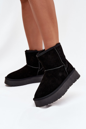 Schwarze Damen-Schneestiefel aus Kunstveloursleder mit Plateau Privine 2