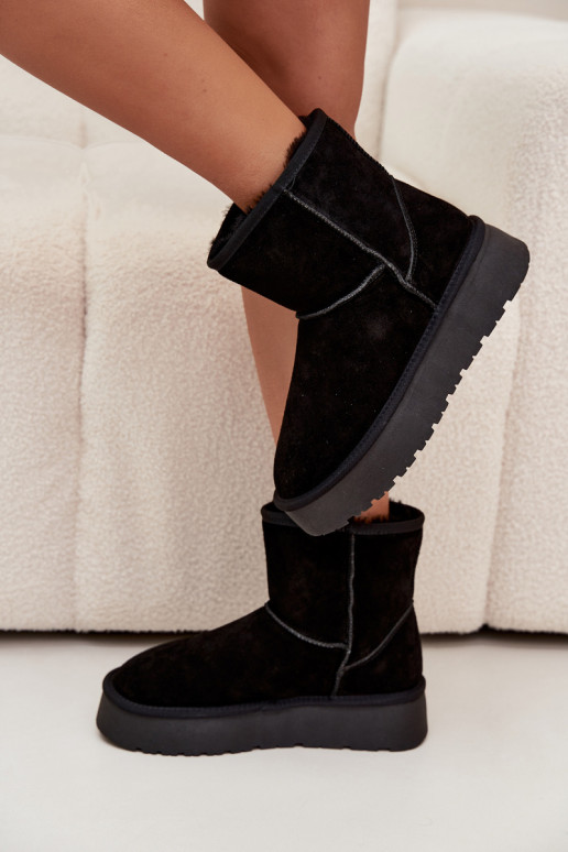 Zwarte dames sneeuwlaarzen van faux suede met platform Privine