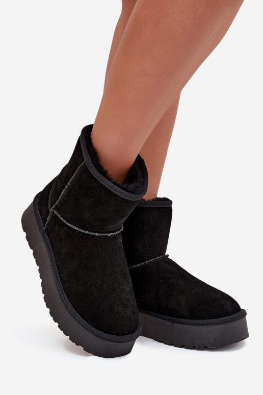 Zwarte dames sneeuwlaarzen van faux suede met platform Privine