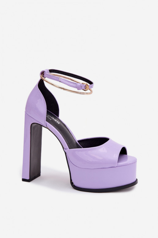 Paarse lakleren sandalen voor dames met hakken en platform Horvia