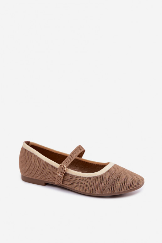 Braune Ballerinas aus Netzstoff Zelisa