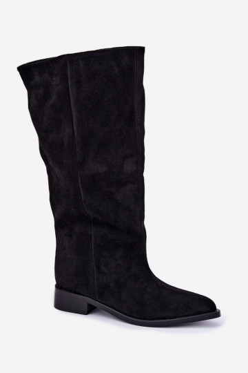 Bottes hautes à enfiler avec larges talons en noir Cadorine