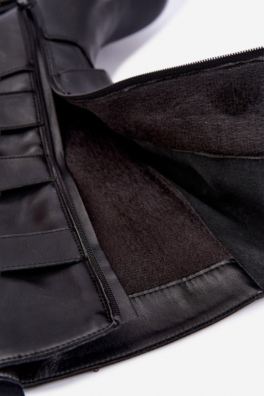 Hohe Stiefel mit Plattform und Riemen in Schwarz Delsenne
