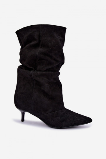 Instap Slouchy enkellaarsjes met hakken in zwart Falisette