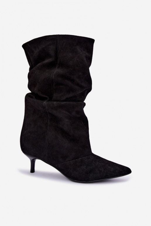 Instap Slouchy enkellaarsjes met hakken in zwart Falisette