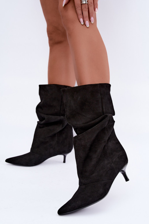 Bottines Slouchy à enfiler avec talons en noir Falisette