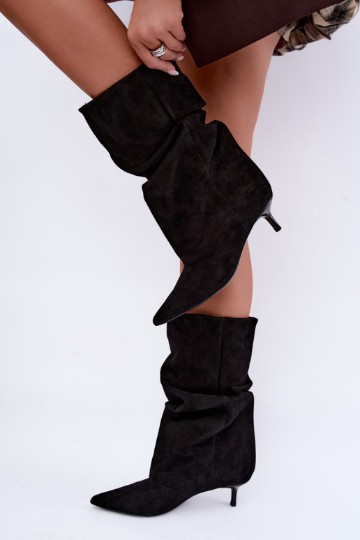Bottines Slouchy à enfiler avec talons en noir Falisette