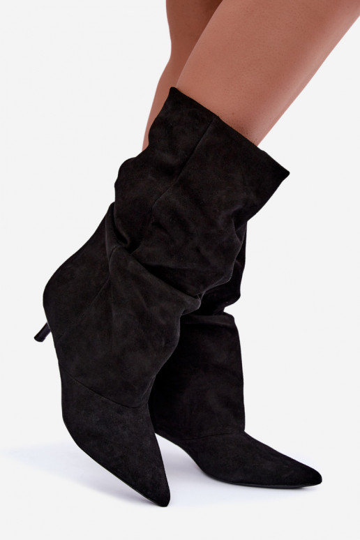 Instap Slouchy enkellaarsjes met hakken in zwart Falisette