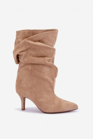 Instap Slouchy enkellaarsjes met hakken in zand Falisette 2