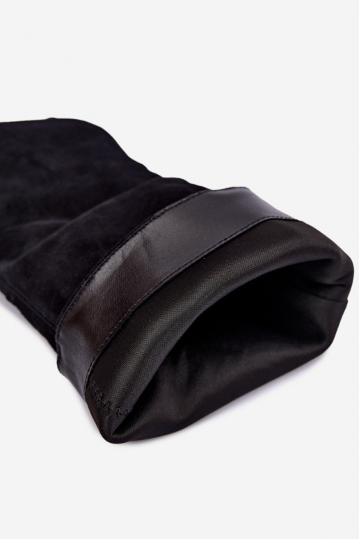 Bottes hautes à enfiler en daim synthétique avec talons en noir Pamelisse