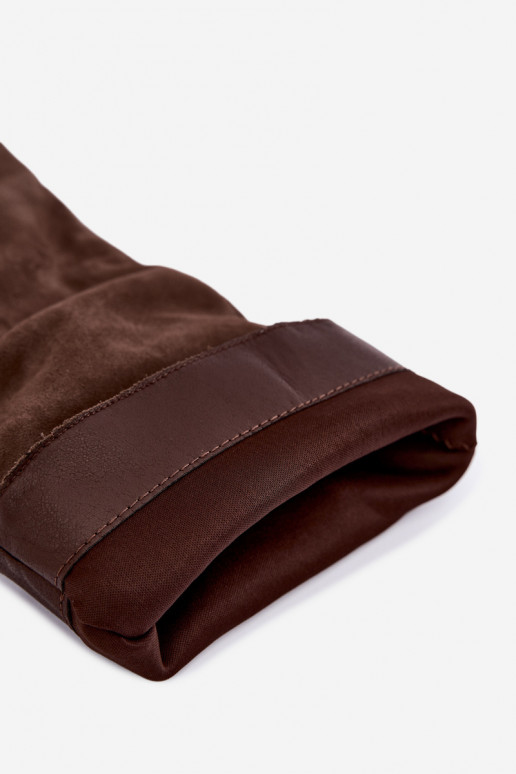 Chaki enkellaarsjes van faux suede met hakken Pamelisse