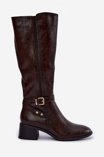 Bottes hautes pour femmes avec boucles en couleur chocolat Sergio Leone KZ-07 2