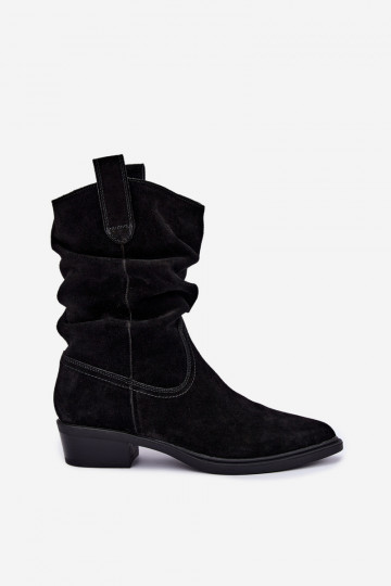 Schwarze Stiefeletten im Cowboy-Stil aus Kunstveloursleder gefüttert Sergio Leone BT-16 2