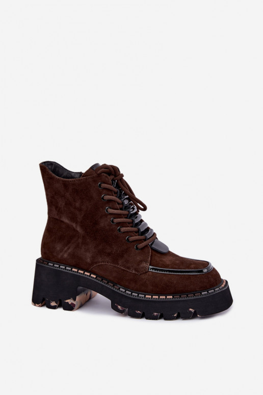 Geïsoleerde enkellaarsjes in chocolade faux suede Artiker 59C0272