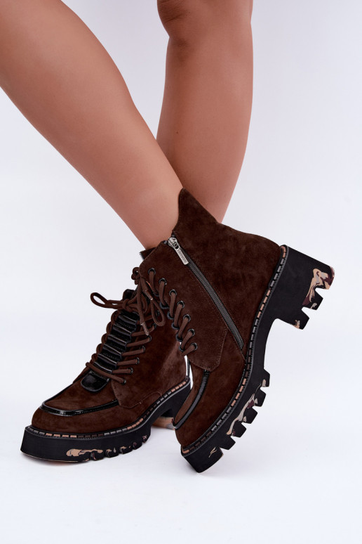Bottines isolées en daim synthétique couleur chocolat Artiker 59C0272
