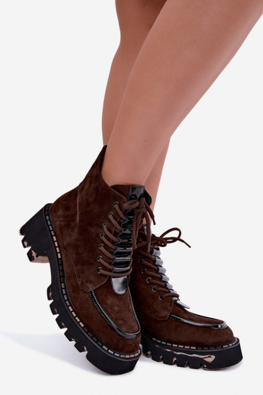 Geïsoleerde enkellaarsjes in chocolade faux suede Artiker 59C0272