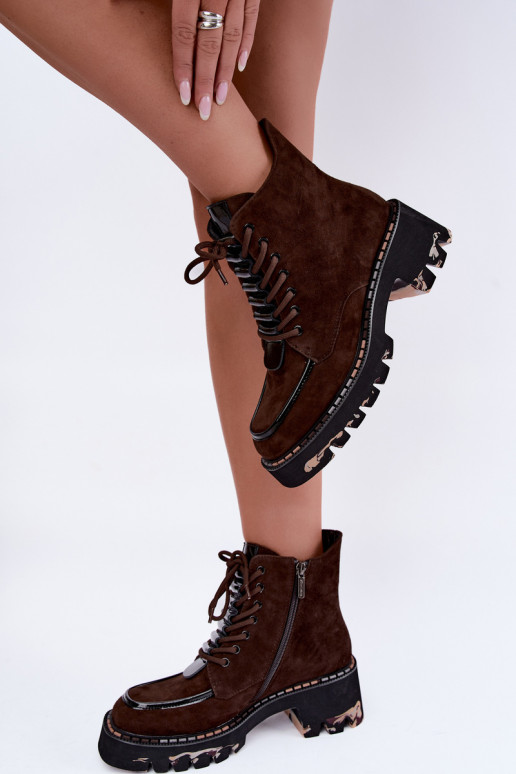 Geïsoleerde enkellaarsjes in chocolade faux suede Artiker 59C0272