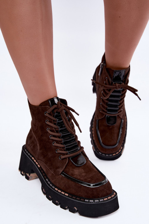 Geïsoleerde enkellaarsjes in chocolade faux suede Artiker 59C0272