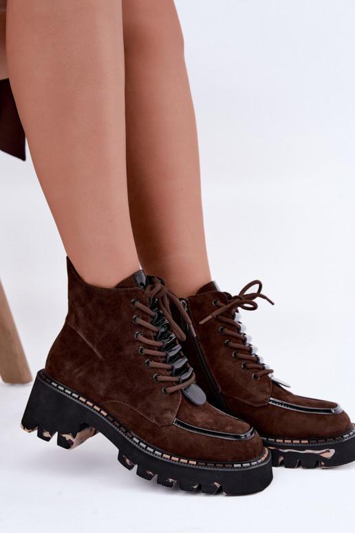 Bottines isolées en daim synthétique couleur chocolat Artiker 59C0272