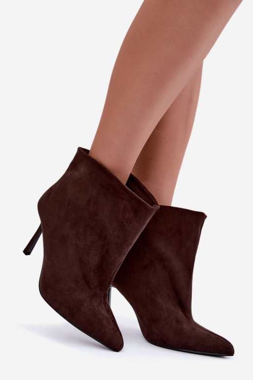 Bottines à enfiler couleur chocolat avec talons fins Kamea