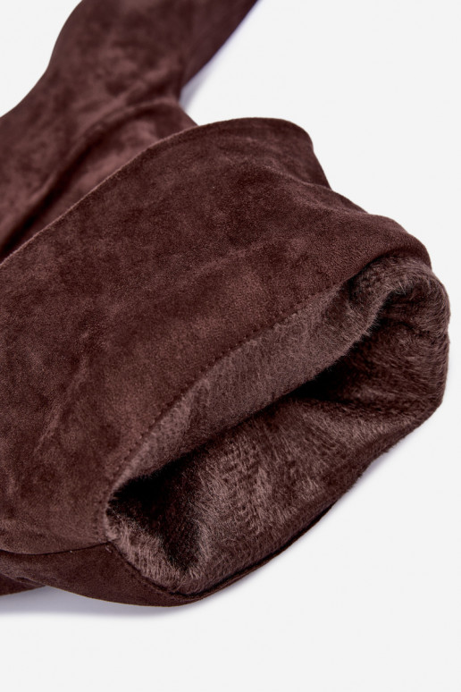 warme instapkniehoge laarzen met dunne hakken en stijlvolle details in chocolade kleur Tivelle