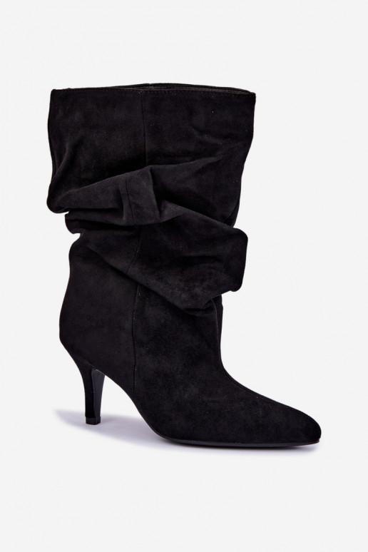 instapankleboots met hakken van faux suede in zwarte kleur Cindrelle
