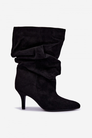 bottines à enfiler avec talons en daim synthétique de couleur noire Cindrelle 2