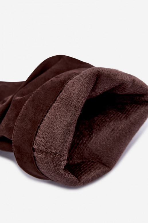 gekruiste warme instapankleboots met dunne hakken in chocolade kleur Greselle