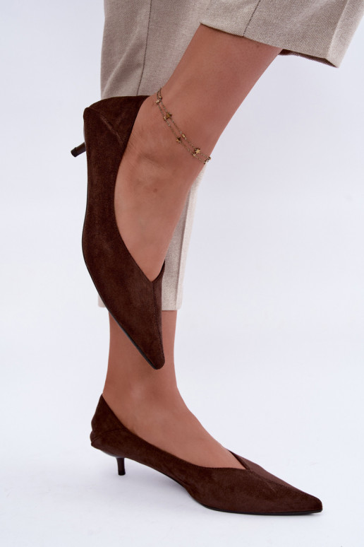 chaussures à petit talon en couleur chocolat Joresta