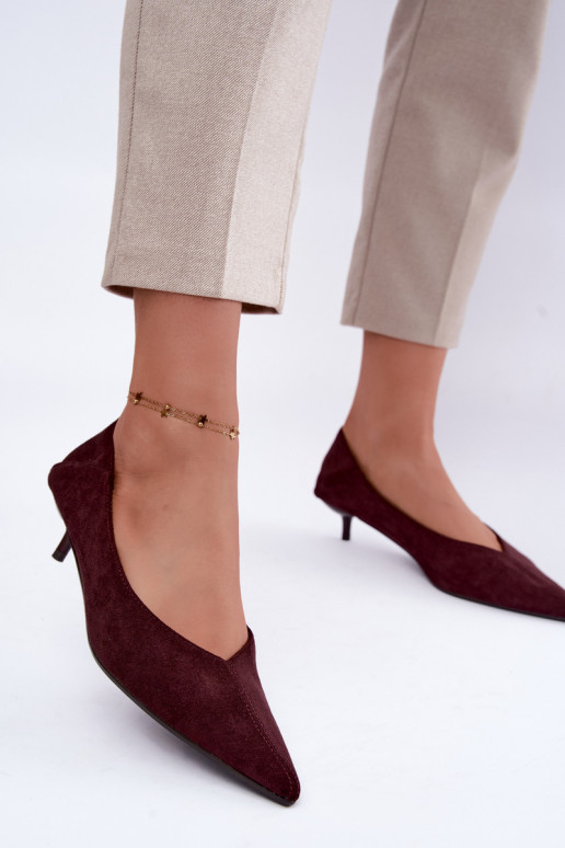 schoenen met lage hak in bordeaux kleur Joresta
