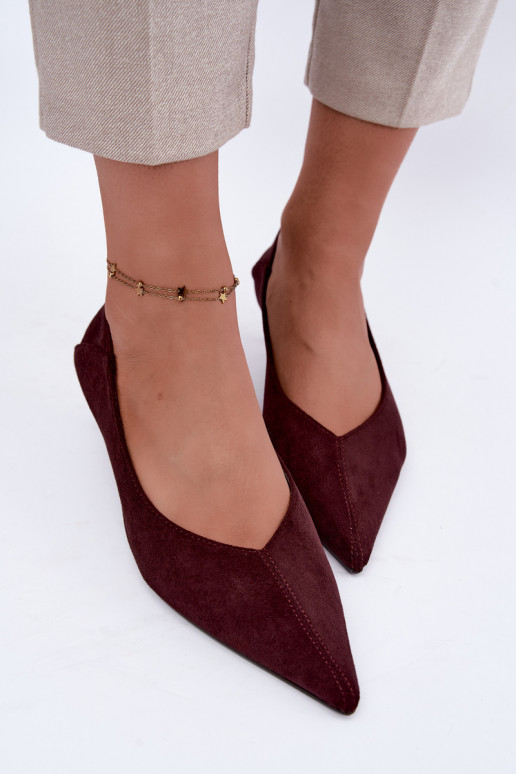 Schuhe mit niedrigem Absatz in bordeauxfarbener Farbe Joresta