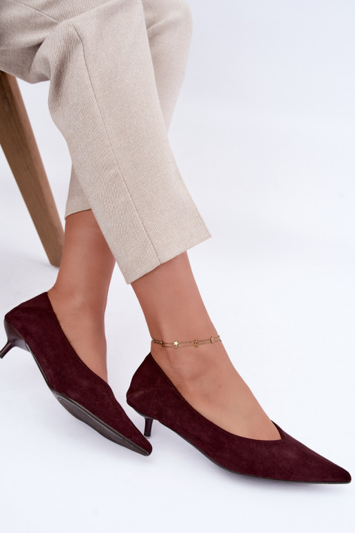 Schuhe mit niedrigem Absatz in bordeauxfarbener Farbe Joresta