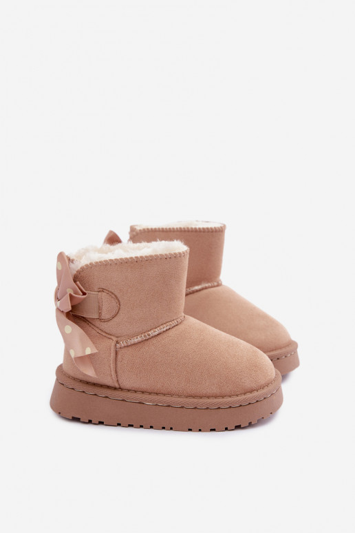 bottes de neige pour enfants avec nœuds en couleur sable Įjungtavelle
