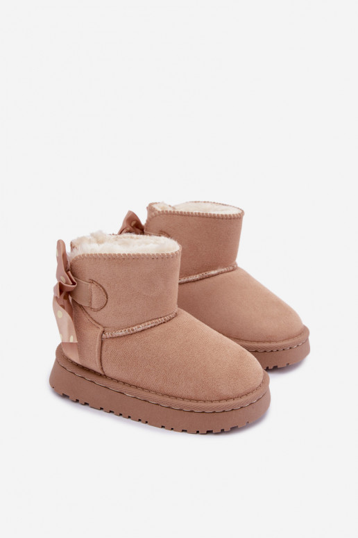 bottes de neige pour enfants avec nœuds en couleur sable Įjungtavelle
