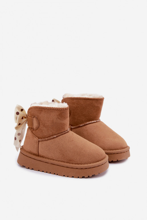bottes de neige pour enfants avec nœuds en couleur marron Įjungtavelle