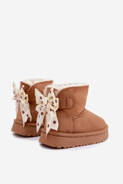 bottes de neige pour enfants avec nœuds en couleur marron Įjungtavelle