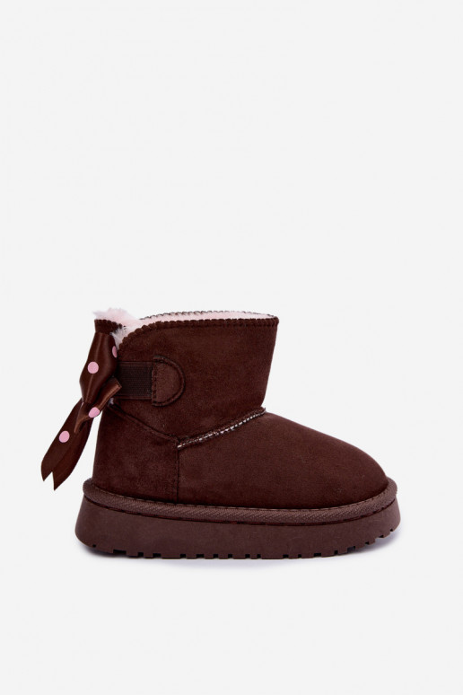 Kinder-Schneestiefel mit Schleifen in Schokoladenfarbe Įjungtavelle