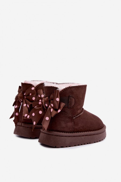Kinder-Schneestiefel mit Schleifen in Schokoladenfarbe Įjungtavelle