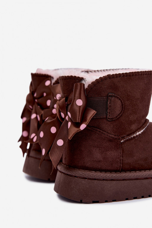 kindersneeuwlaarzen met strikken in chocolade kleur Įjungtavelle