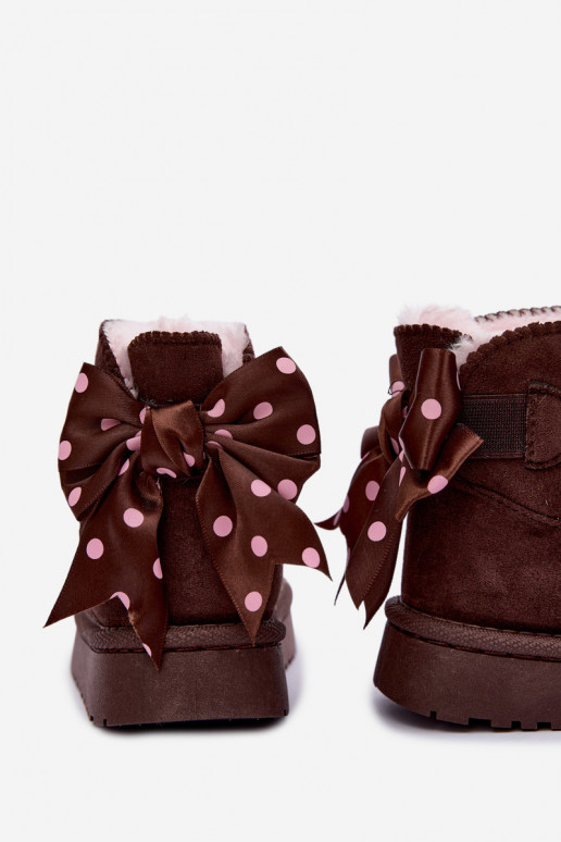 kindersneeuwlaarzen met strikken in chocolade kleur Įjungtavelle