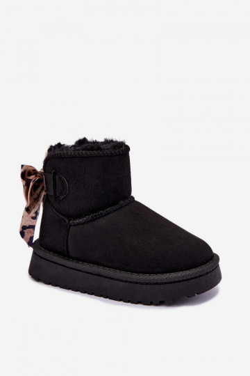 Kinder schwarze Schneestiefel mit Schleifen Velle