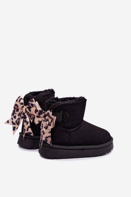 Bottes de neige noires pour enfants avec rubans Velle