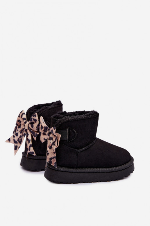 Bottes de neige noires pour enfants avec rubans Velle