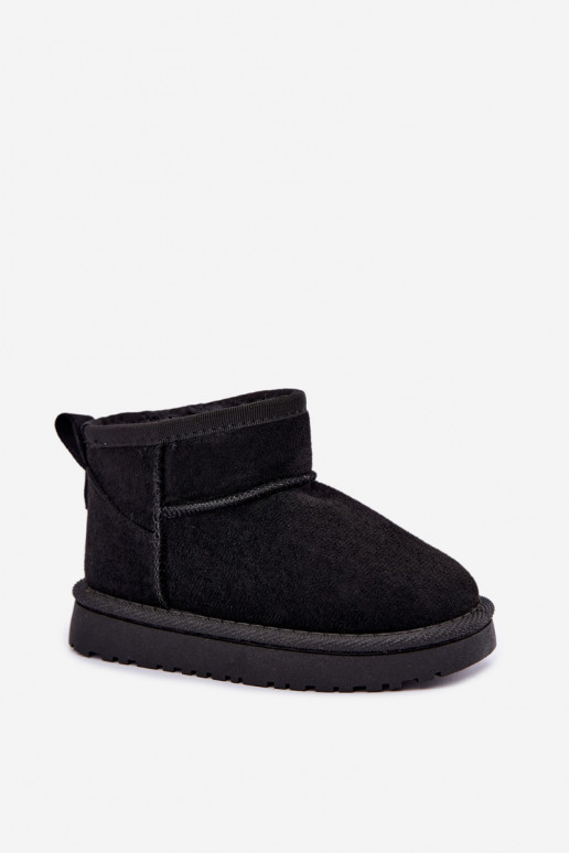 Kinder schwarze gefütterte Schneestiefel mit Fell innen Mireya