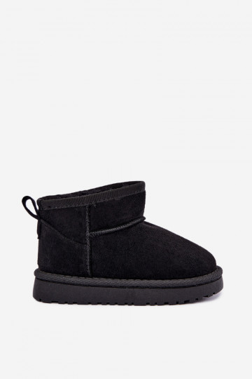 Kinder schwarze gefütterte Schneestiefel mit Fell innen Mireya 2