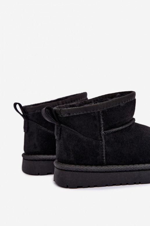 Kinder schwarze gefütterte Schneestiefel mit Fell innen Mireya